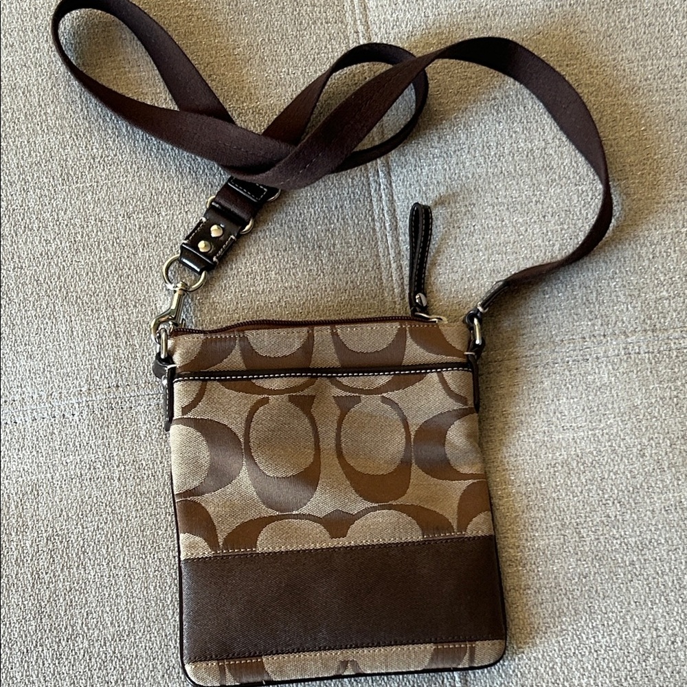 Coach Tan and Brown Crossbody Bag